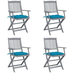 vidaXL Sedie da Giardino Pieghevoli 4pz con Cuscini in Massello Acacia en oferta