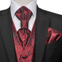 Set Gilet di Nozze da Uomo Paisley Elegante Taglia 54 Bordò - Rosso - Vidaxl características