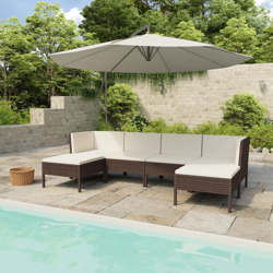 Set Divani da Giardino 6 pz con Cuscini in Polyrattan Marrone - Marrone - Youthup en oferta