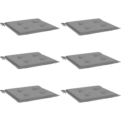 vidaXL Cuscini per Sedie da Giardino 6 pz Grigi 50x50x4 cm Tessuto - Grigio