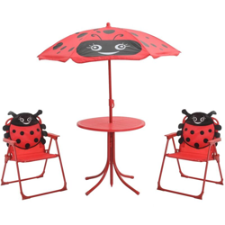 vidaXL Set da Bistrot da Giardino per Bambini con Ombrellone Rosso - Rosso en oferta