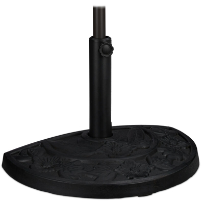 Base Semicircolare per Ombrellone, per Aste da 25-35 mm, Resistente, Design a Fiori, Giardino & Balcone, Nero