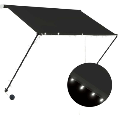 Tenda da Sole Retrattile con LED 200x150 cm Antracite - Grigio - Vidaxl