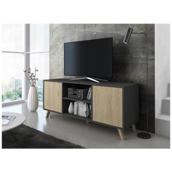 Mobile Tv 140 A 2 Porte, Soggiorno, Modello Wind, Struttura Colore Grigio Antracite, Porte Colore Puccini, Misure 140x40x57cm Di Altezza. en oferta