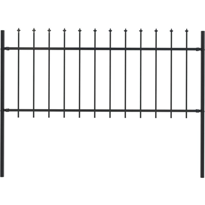 Recinzione Giardino con Punta a Lancia in Acciaio 1,7x0,8m Nera - Nero - Youthup
