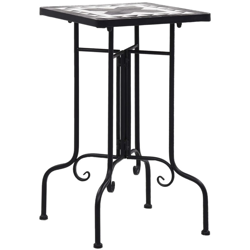 Asupermall - Tavolino di Servizio con Mosaico Nero e Bianco in Ceramica precio