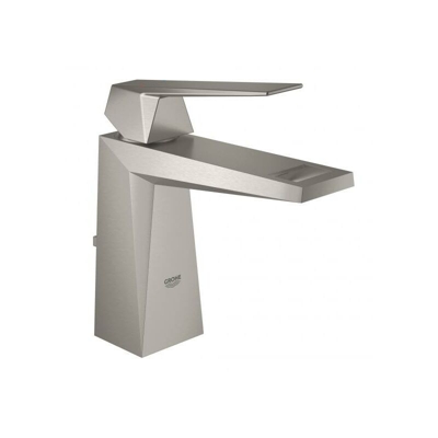 Miscelatore monocomando per lavabo Grohe Allure Brilliant, con scarico a scomparsa, misura M, colorazione: super acciaio - 23029DC0