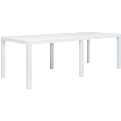 Asupermall - Tavolo da Giardino Bianco 220x90x72 cm in Plastica Stile Rattan