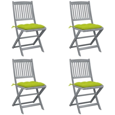 Sedie da Giardino Pieghevoli 4pz con Cuscini in Massello Acacia - Vidaxl