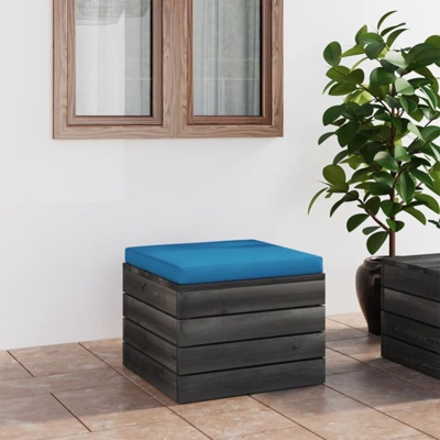 vidaXL Pouf da Giardino su Pallet con Cuscino in Legno di Pino - Blu