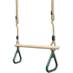 Todeco - Altalena a trapezio in legno, Altalena con anelli da ginnastica, Verde, 200 cm, Materiale: Plastica (PP, PE), Legna características