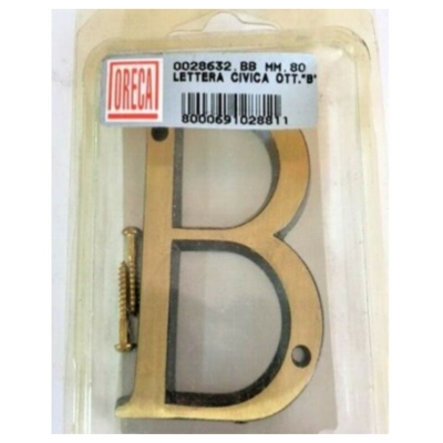 Oreca - Lettera Civica 'B' In Ottone Satinato 80Mm