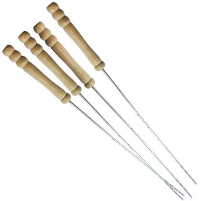 Set 4 Spiedini per Barbecue con Manico in Legno 38 cm - Bbq Collection