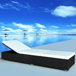 YOUTHUP Lettino Prendisole con Cuscino in Polyrattan Nero - Nero características