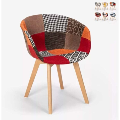 Sedia patchwork design nordico legno e tessuto cucina bar ristorante Pigeon | Patchwork 4