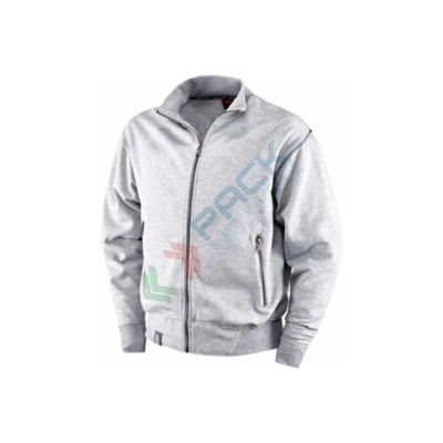 Felpa da lavoro con zip, 65% poliestere - 35% cotone, 290 gr, colore grigio, taglia S (Taglia S - Grigio)