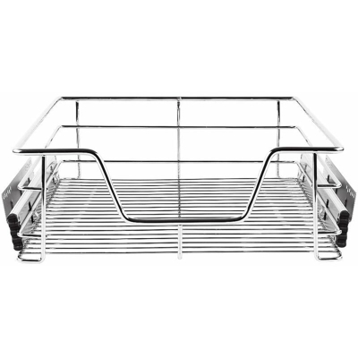 Cassetto telescopico (56 x 44 x 14 cm) - Cromato, Cestelli a Rete Metallo Scorrevoli Cucina 60cm