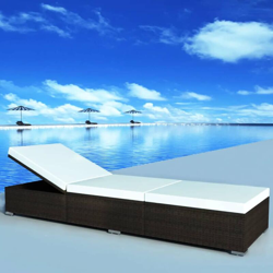 Lettino Prendisole con Cuscino in Polyrattan Marrone características