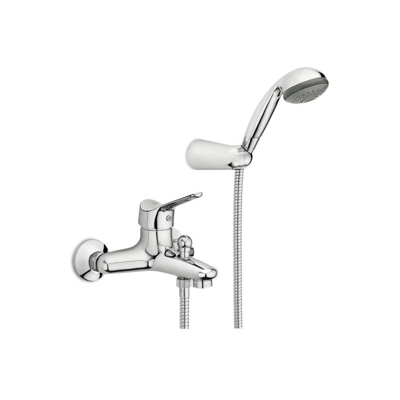 Miscelatore monocomando per vasca con doccia a parete doppio uso, flessibile cm 150 serie blue gs