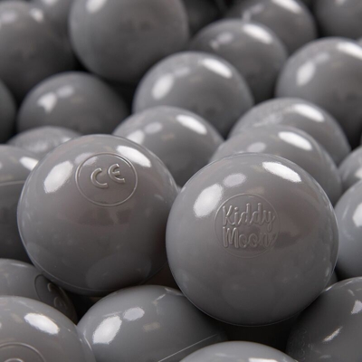 KiddyMoon 100 ? 7CM Palline Morbide Colorate Per Piscina Bambini Fatto In EU, Grigio - grigio