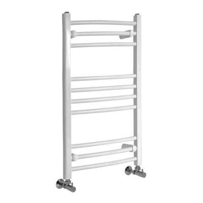 Hudson Reed Ive Scaldasalviette Curvo di Design Verticale - Termoarredo Bagno ad Acqua Calda - Acciaio Bianco - 372W - 800 x 500mm