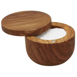 Lgvshopping - Ciotola Rotonda Da Portata In Legno Di Ulivo Con Coperchio Stile Rustico Marrone en oferta