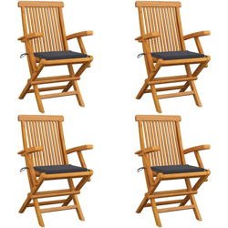 Sedie da Giardino con Cuscini Antracite 4 pz Massello di Teak - Antracite - Vidaxl precio
