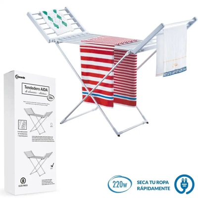 Stendino Elettrico 220W Stendibiancheria Alluminio Asciugabiancheria 148x52x90cm