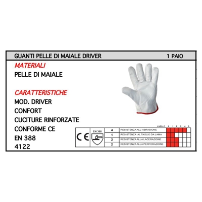 GUANTI PELLE DI MAIALE DRIVER TG 10 - Oreca