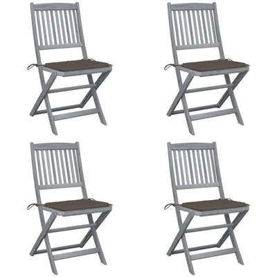vidaXL Sedie da Giardino Pieghevoli 4pz con Cuscini in Massello Acacia