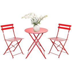 Set Bistrot 2 sedie + tavolino Pieghevole salvaspazio per Giardino, Balcone, Veranda e terrazza - Set di Arredamento per Esterni in Acciaio precio