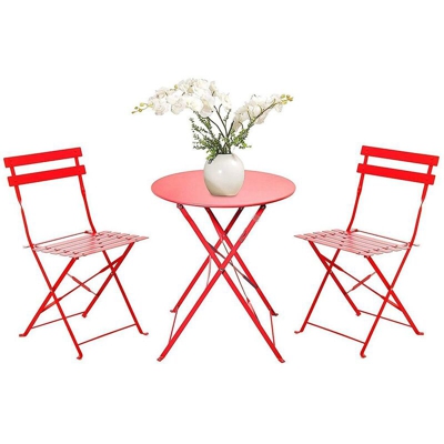 Set Bistrot 2 sedie + tavolino Pieghevole salvaspazio per Giardino, Balcone, Veranda e terrazza - Set di Arredamento per Esterni in Acciaio
