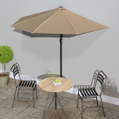 Ombrellone da Balcone Palo in Alluminio 270x135 cm a Metà Talpa - Marrone - Vidaxl