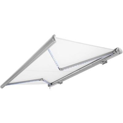 Tenda a cassonetto tenda da sole elettrica a cassonetto completa con Led, tenda da sole bianca, cassonetto bianco, radiocomando, impermeabile 450x300