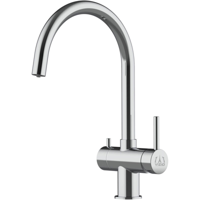 Rubinetto 3 vie miscelatore lavello cucina in Acciaio INOX lucido per utilizzo con sistemi filtro canna a U - Vizio