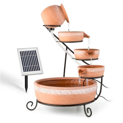 Empoli Fontana a Cascata Terracotta 5 Livelli 200 l/h Solare 2W LED
