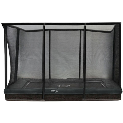 SOLO TRAMPOLINO Tappeto elastico interrato rettangolare 281x201cm - grigio. Rete extra forte e bordo con doppia imbottitura