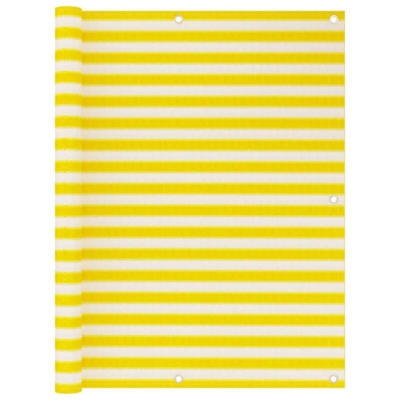Paravento da Balcone Giallo e Bianco 120x600 cm in HDPE - Multicolore - Vidaxl