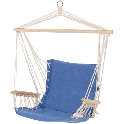 Sedia sospesa con braccioli in legno poltrona da appendere per giardino blu