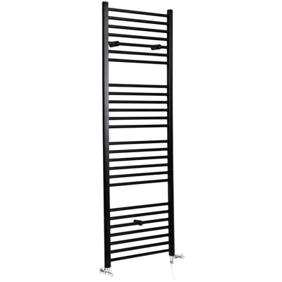 Hudson Reed Nox Scaldasalviette Misto Piatto Moderno - Termoarredo Bagno a Scaletta Nero - Design Elettrico & Idraulico - 893W - 1800 x 500mm