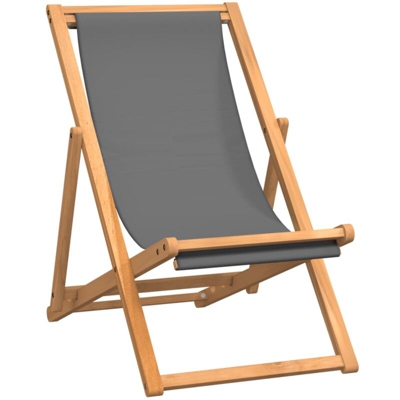 vidaXL Sedia da Spiaggia in Legno Massello di Teak Grigia - Grigio