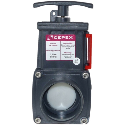 ø50 mm, coltello in PVC Gate Valve, per laghetto o acquaponica.