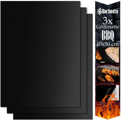 Set Tappetini Barbecue Griglia In Silicone 40x50 cm (3er Set)