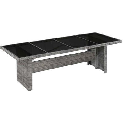 Asupermall - Tavolo da Giardino in Polirattan e Vetro 240x90x74 cm