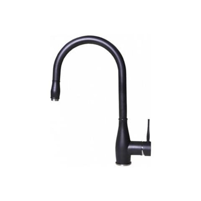 Miscelatore Monocomando con canna girevole e doccetta estraibile Neva 20x38 cm Granitek Nero 40