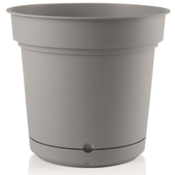 Vaso tondo con sottovaso in resina colorati da esterno e giardino fiori piante pianta (vaso 33 cm - grigio) precio