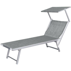 Lettino Prendisole Lido Alluminio Parasole Piscina Mare Giardino Grigio Melange en oferta