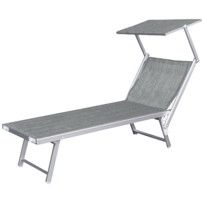 Lettino Prendisole Lido Alluminio Parasole Piscina Mare Giardino Grigio Melange