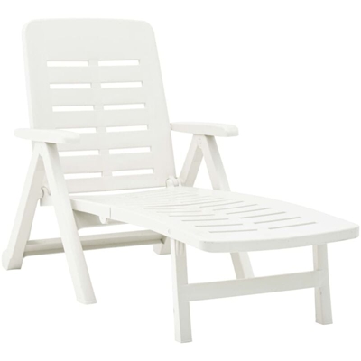 Lettino Prendisole Pieghevole in Plastica Bianco - Bianco - Vidaxl