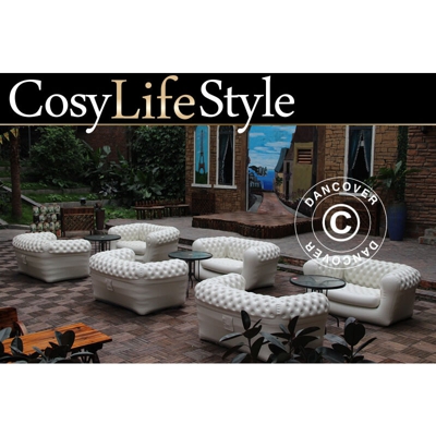 Divano gonfiabile, stile Chesterfield, 2 posti, Toni di bianco